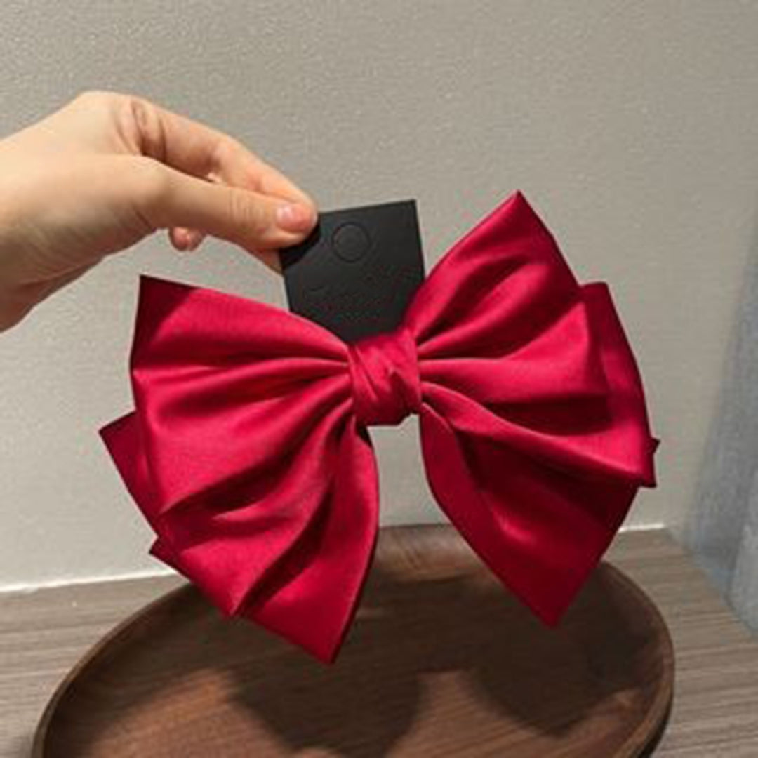 Hair Barrette Three-layered Big Bow-knot Princess Style Headgear Non-Slip Hair Decoration Solid Color Exquisite Image 11