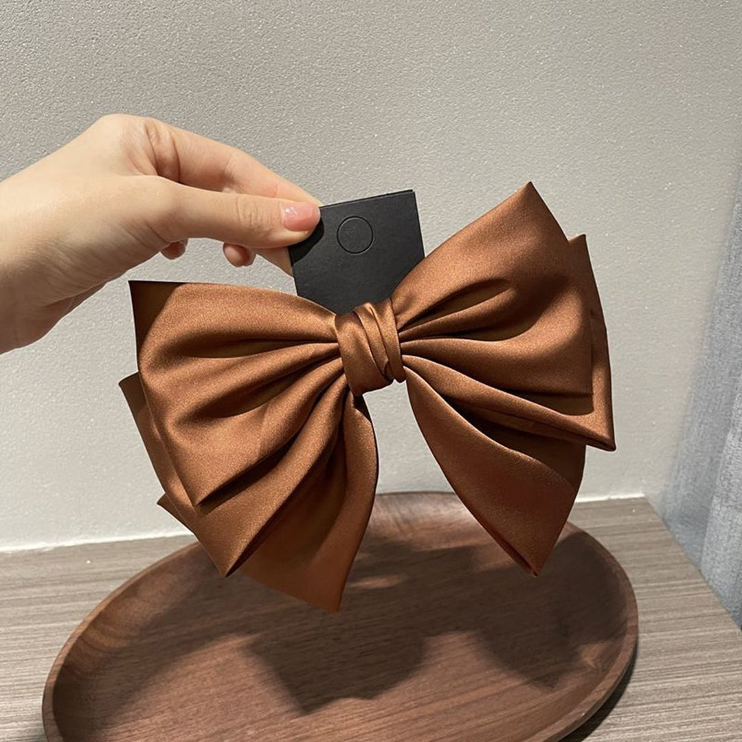 Hair Barrette Three-layered Big Bow-knot Princess Style Headgear Non-Slip Hair Decoration Solid Color Exquisite Image 12