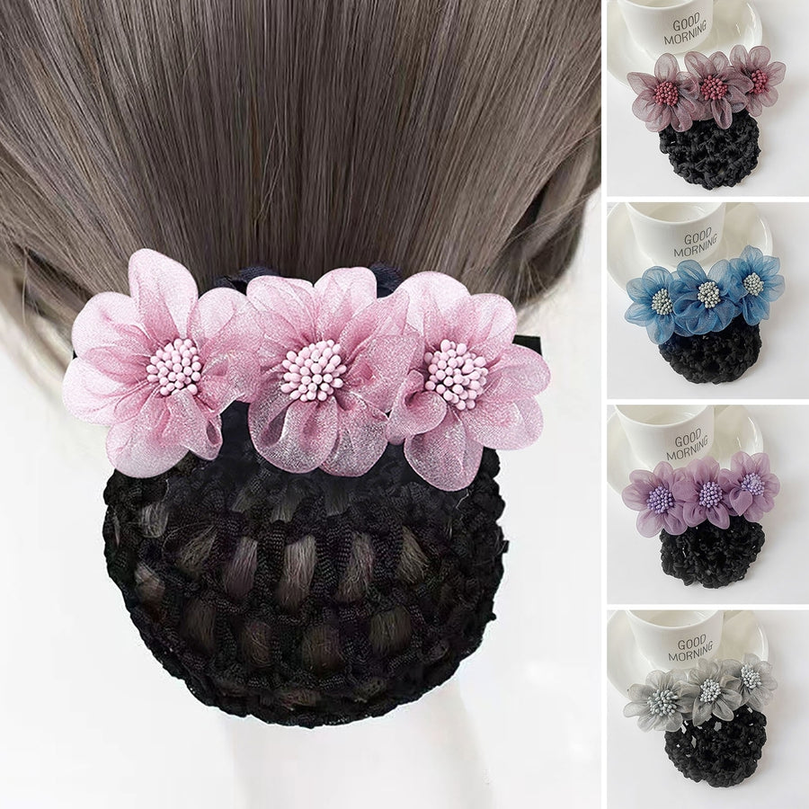 Hair Bun Net Elegant Lace Flower Hairpin Bun Cover Professional Hairstyle Hollow Out Lady Ballet Career Crochet Hairband Image 1