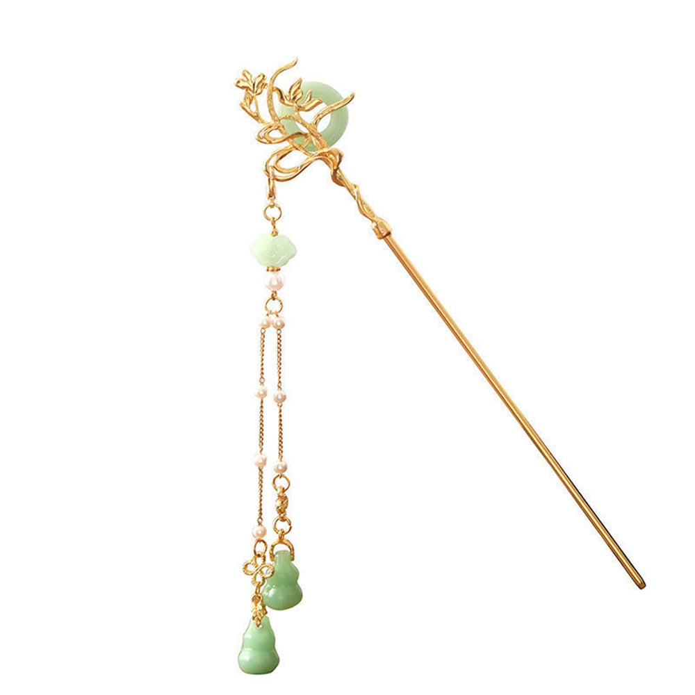 Bird Shape Faux Pearls Decor Tassel Hair Stick Ancient Style Hairpin Gourd Pendant Hair Fork Costume Accessories Image 2
