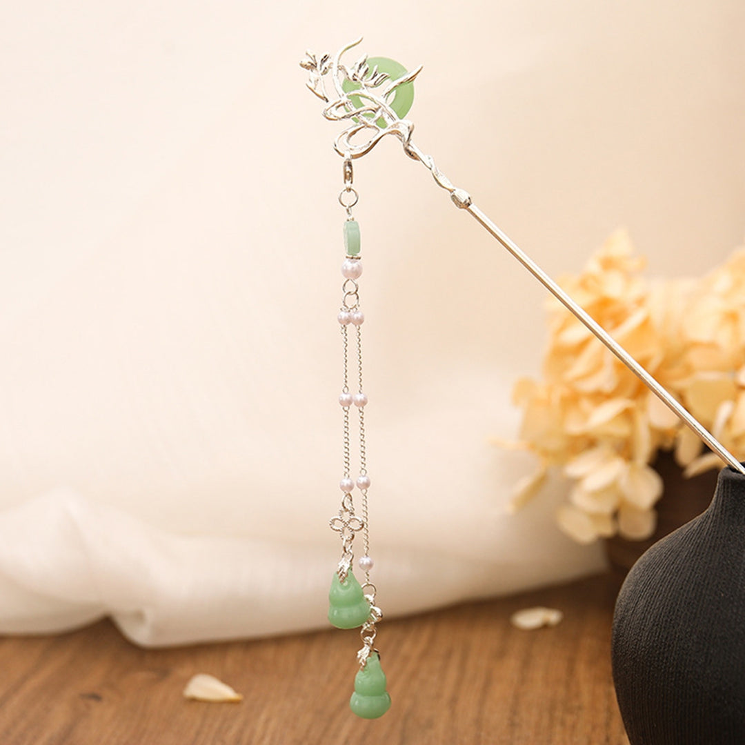Bird Shape Faux Pearls Decor Tassel Hair Stick Ancient Style Hairpin Gourd Pendant Hair Fork Costume Accessories Image 4