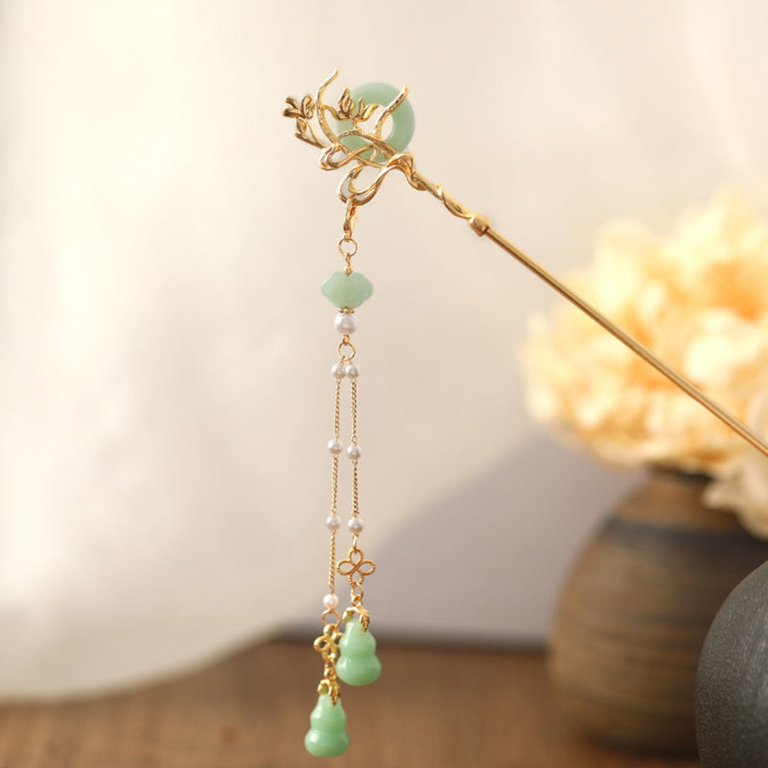 Bird Shape Faux Pearls Decor Tassel Hair Stick Ancient Style Hairpin Gourd Pendant Hair Fork Costume Accessories Image 7