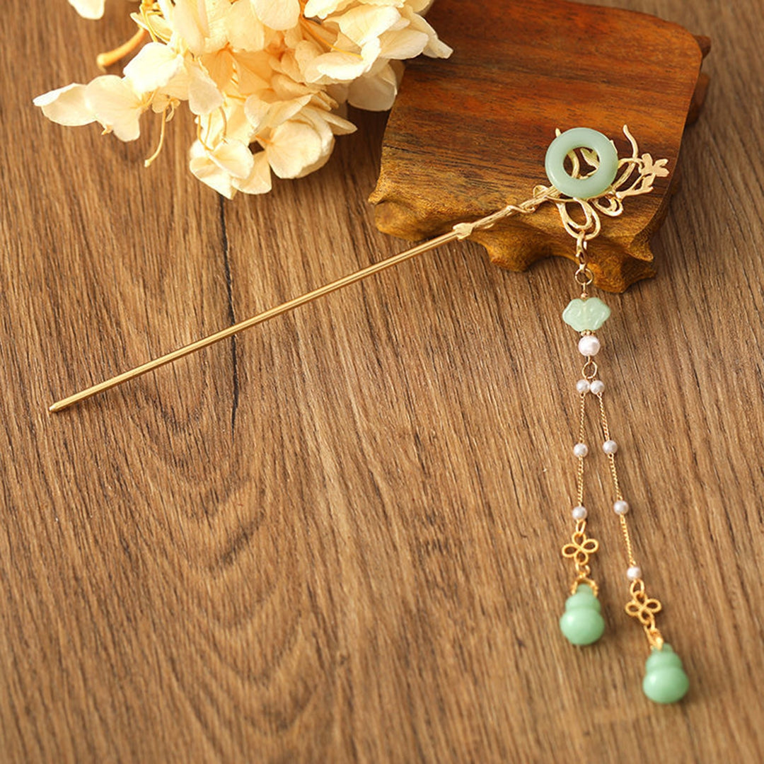 Bird Shape Faux Pearls Decor Tassel Hair Stick Ancient Style Hairpin Gourd Pendant Hair Fork Costume Accessories Image 9