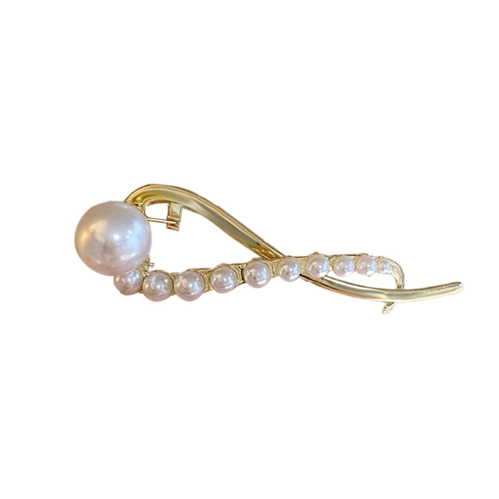 Elegant Simple Non-Slip Hair Barrette Faux Pearls Decor Irregular Twist Hair Pin Hair Accessories Image 2