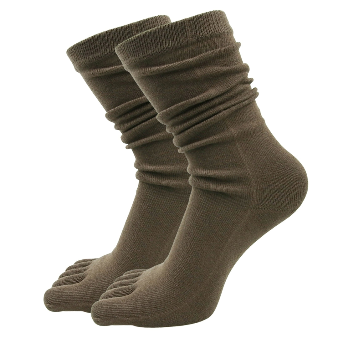 1 Pair High Socks Ultra Soft Breathable Non-slip High Elasticity Keep Warm Solid Long Tube Five Fingers Toe Socks Women Image 7