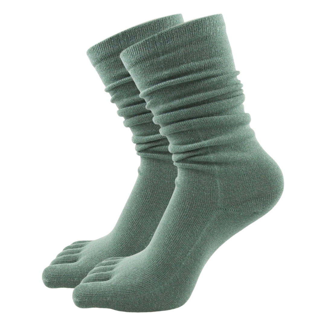 1 Pair High Socks Ultra Soft Breathable Non-slip High Elasticity Keep Warm Solid Long Tube Five Fingers Toe Socks Women Image 8