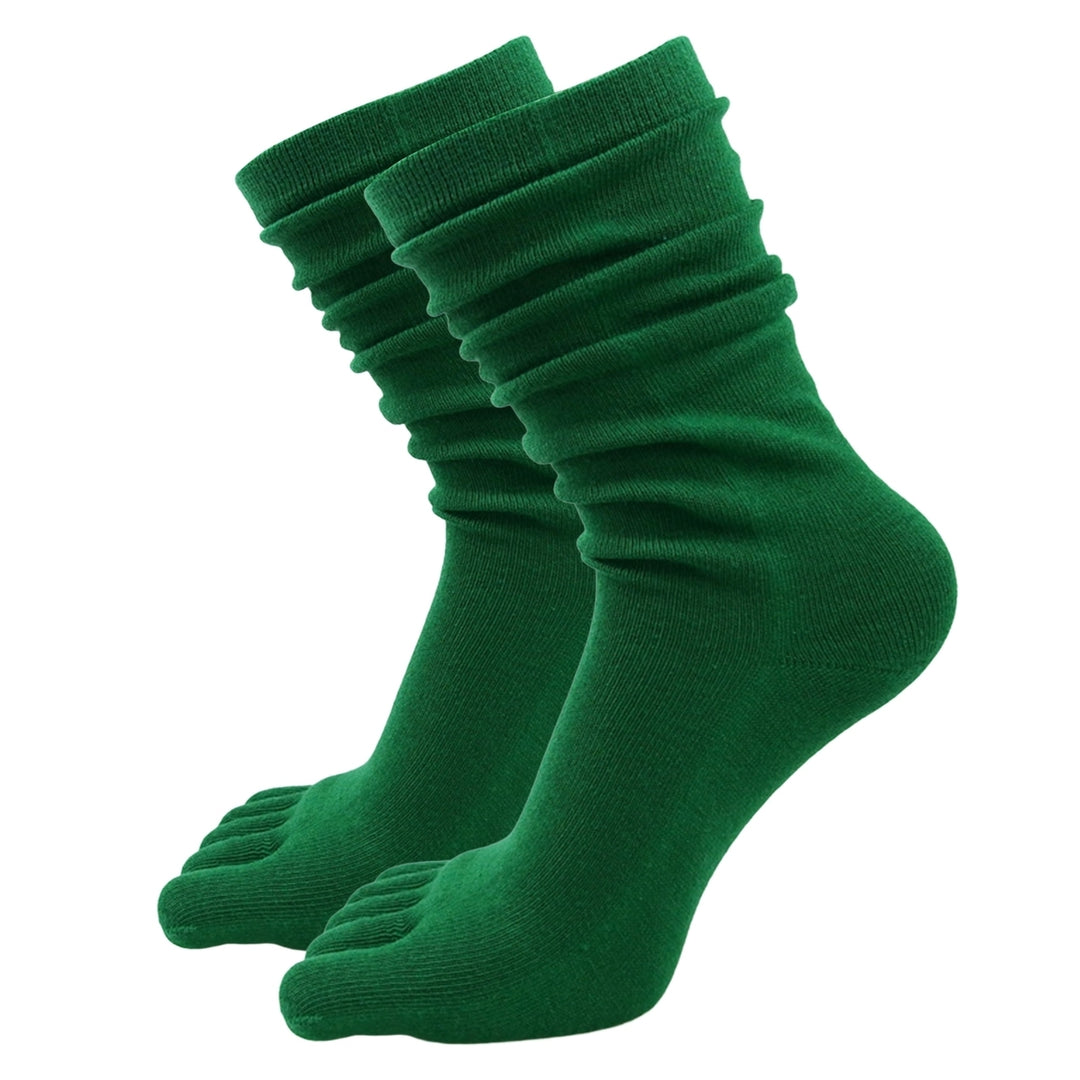 1 Pair High Socks Ultra Soft Breathable Non-slip High Elasticity Keep Warm Solid Long Tube Five Fingers Toe Socks Women Image 10