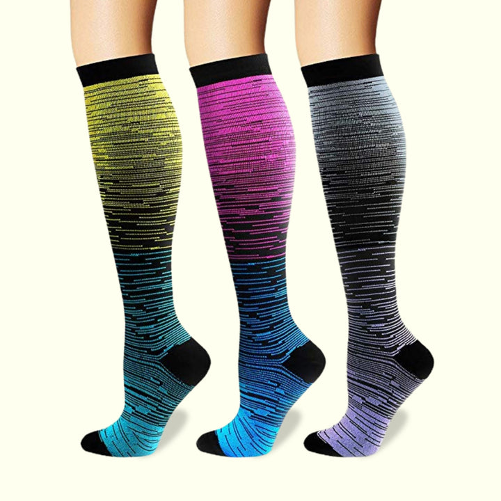1 Pair Compression Stockings Comfortable Gradient Color Good Breathability High Elasticity Wear Image 9