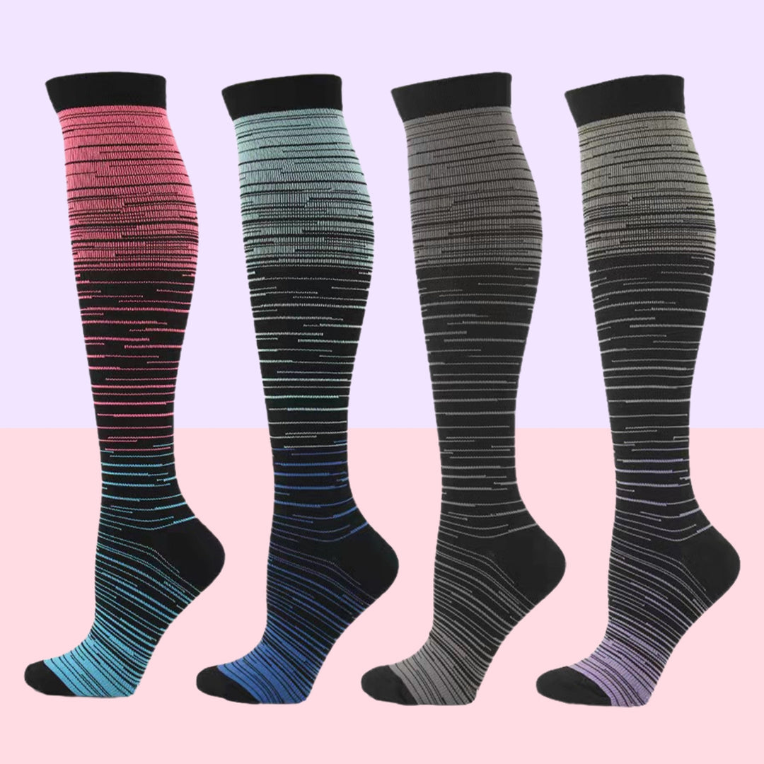 1 Pair Compression Stockings Comfortable Gradient Color Good Breathability High Elasticity Wear Image 11