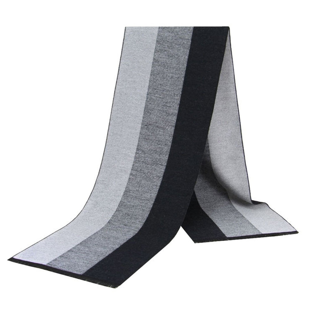 Fine Sewing Thickened Skin-Touch Men Scarf Classic Black Grey Patchwork Color Thermal Scarf Costume Accessories Image 1