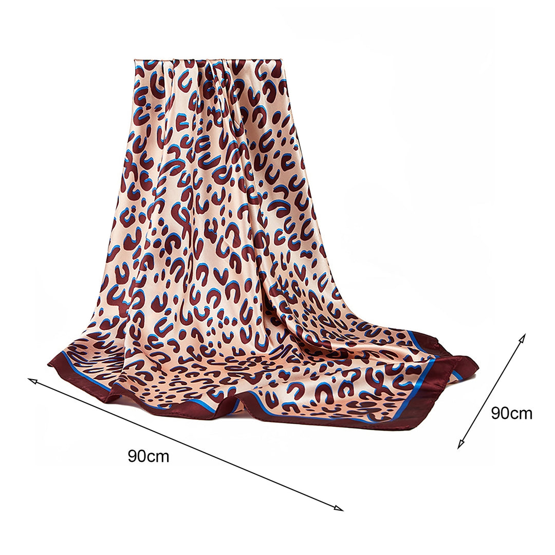 Women Scarf Square Leopard Print Soft Fabric Breathable Silky Sunscreen Four Seasons Ladies Casual Head Wrap Shawl Image 6