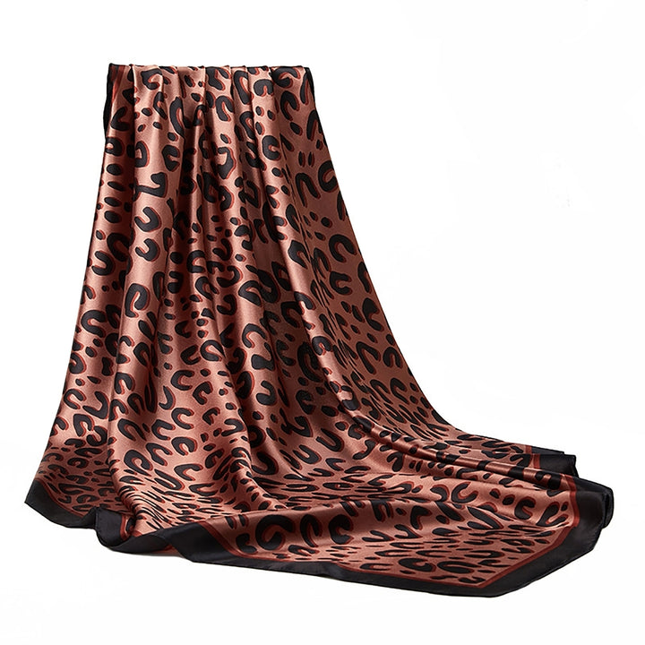 Women Scarf Square Leopard Print Soft Fabric Breathable Silky Sunscreen Four Seasons Ladies Casual Head Wrap Shawl Image 8