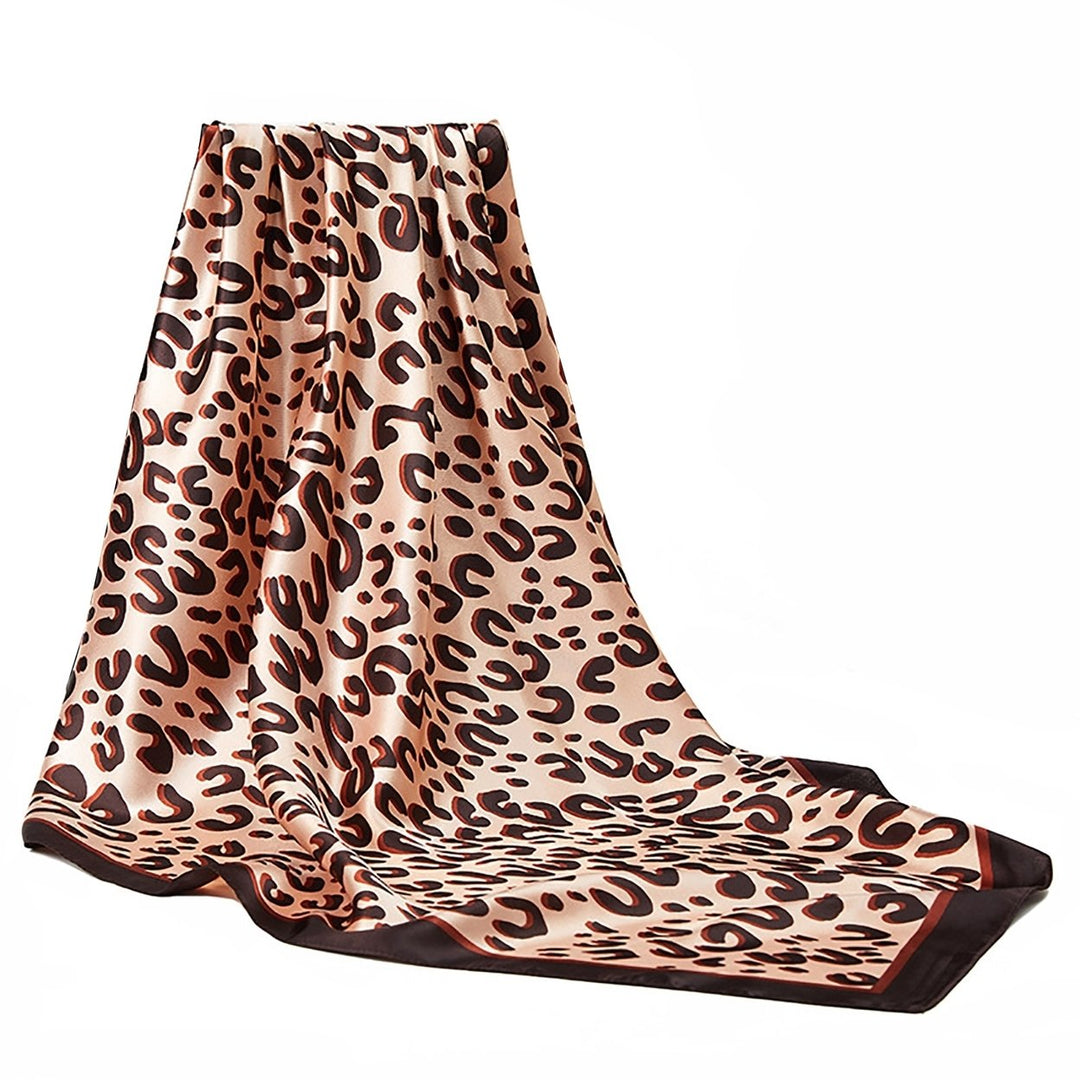 Women Scarf Square Leopard Print Soft Fabric Breathable Silky Sunscreen Four Seasons Ladies Casual Head Wrap Shawl Image 11