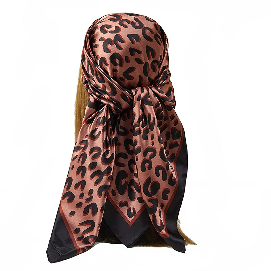Women Scarf Square Leopard Print Soft Fabric Breathable Silky Sunscreen Four Seasons Ladies Casual Head Wrap Shawl Image 12