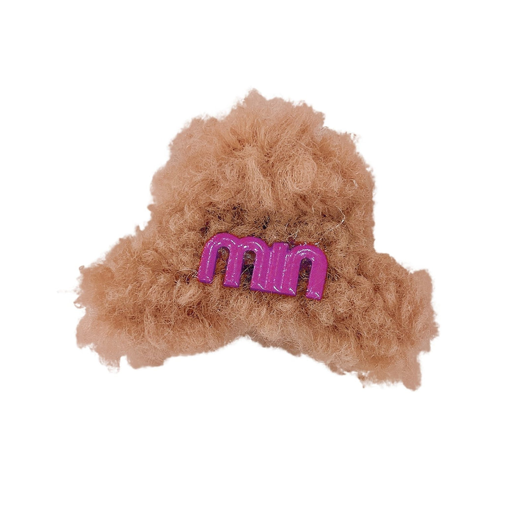 Korean Style Letter Print Solid Color Hair Claw Korean Style Soft Plush Medium Hair Clip Styling Tool Image 1