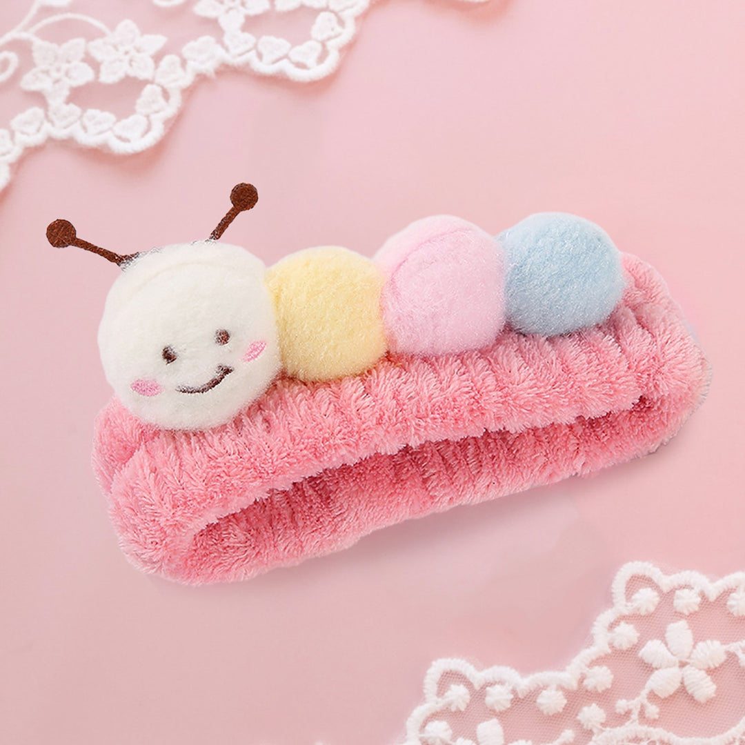 Candy Color High Elasticity Sweet Head Band Worm Decor Coral Fleece Makeup Headband Hair Accessories Image 10