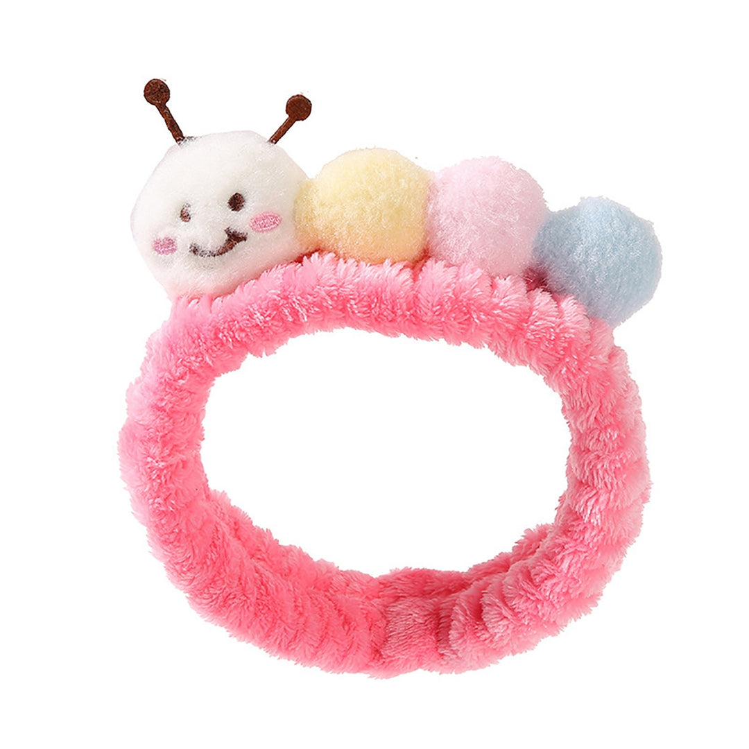 Candy Color High Elasticity Sweet Head Band Worm Decor Coral Fleece Makeup Headband Hair Accessories Image 11