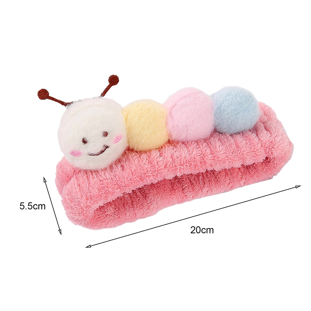 Candy Color High Elasticity Sweet Head Band Worm Decor Coral Fleece Makeup Headband Hair Accessories Image 12
