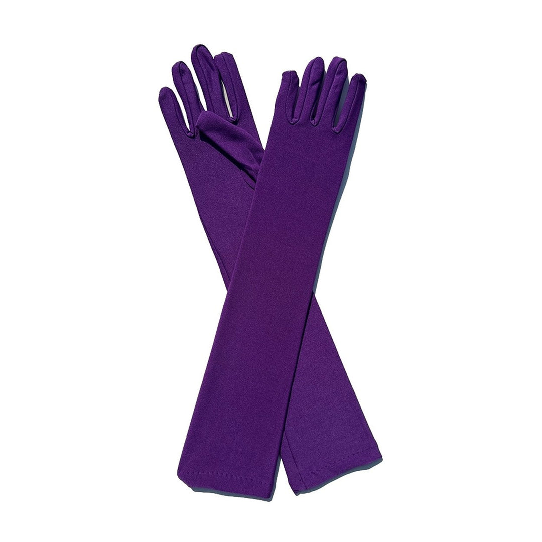 1 Pair Long Gloves Solid Color Super Soft High Elastic Friendly to Skin Fade-Resistant Decorative Image 8