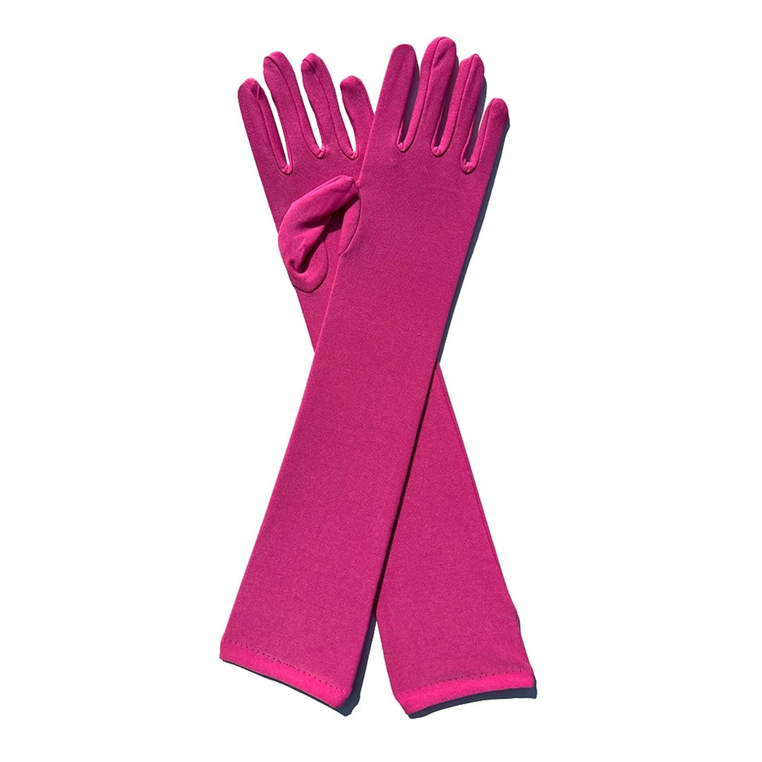 1 Pair Long Gloves Solid Color Super Soft High Elastic Friendly to Skin Fade-Resistant Decorative Image 11