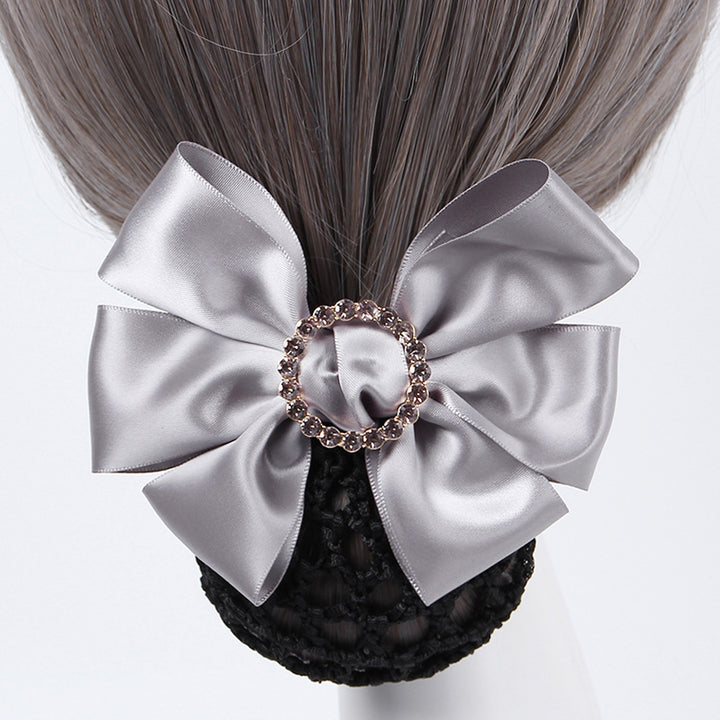 Bow Hairgrip Non-Slip Tight Elastic Handmade Rhinestone Hair Decoration Headwear Bank Hotel Staff Flight Bow-knot Image 10