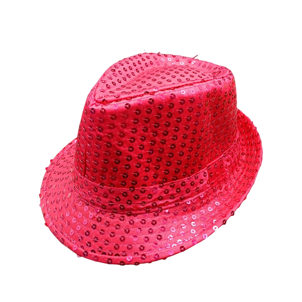 Shining Short Brim Hemming Jazz Hat Adult Kids Sequins Decorated Stage Show Hat Party Supplies Image 2