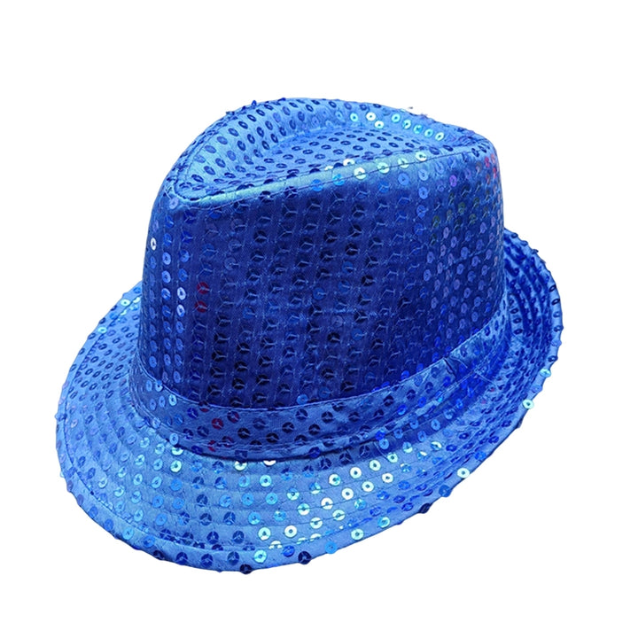 Shining Short Brim Hemming Jazz Hat Adult Kids Sequins Decorated Stage Show Hat Party Supplies Image 3