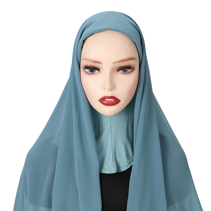 Malaysia Women Head Scarf Elastic Long Decorative Full Cover Neck Protection Protect Privacy Anti-UV Traditional Clothes Image 3