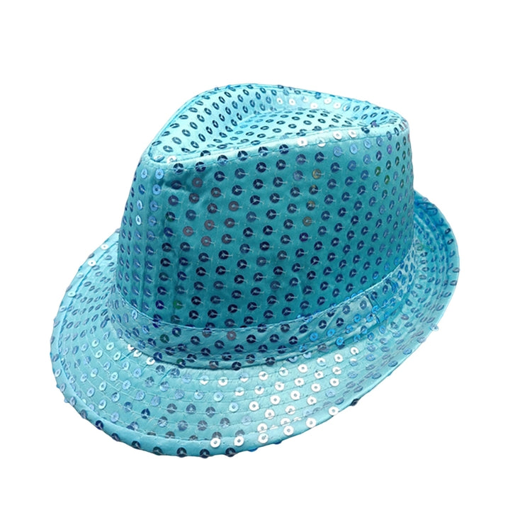 Shining Short Brim Hemming Jazz Hat Adult Kids Sequins Decorated Stage Show Hat Party Supplies Image 6