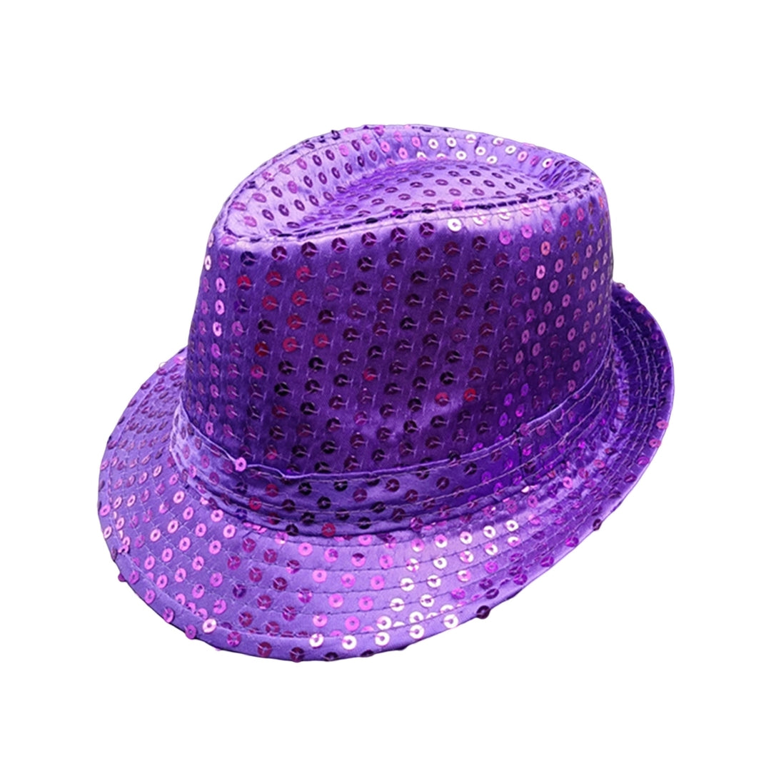 Shining Short Brim Hemming Jazz Hat Adult Kids Sequins Decorated Stage Show Hat Party Supplies Image 8