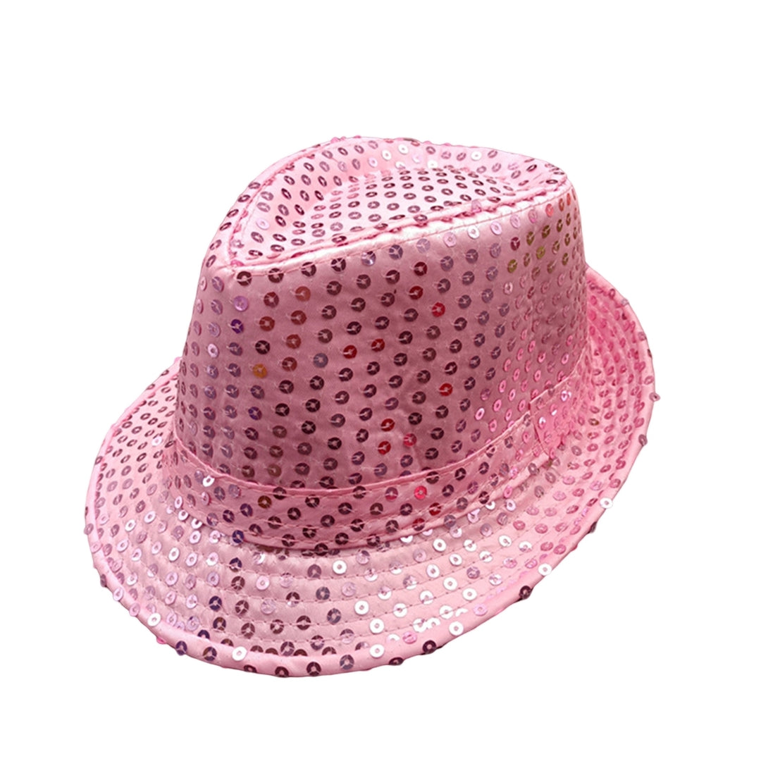 Shining Short Brim Hemming Jazz Hat Adult Kids Sequins Decorated Stage Show Hat Party Supplies Image 9