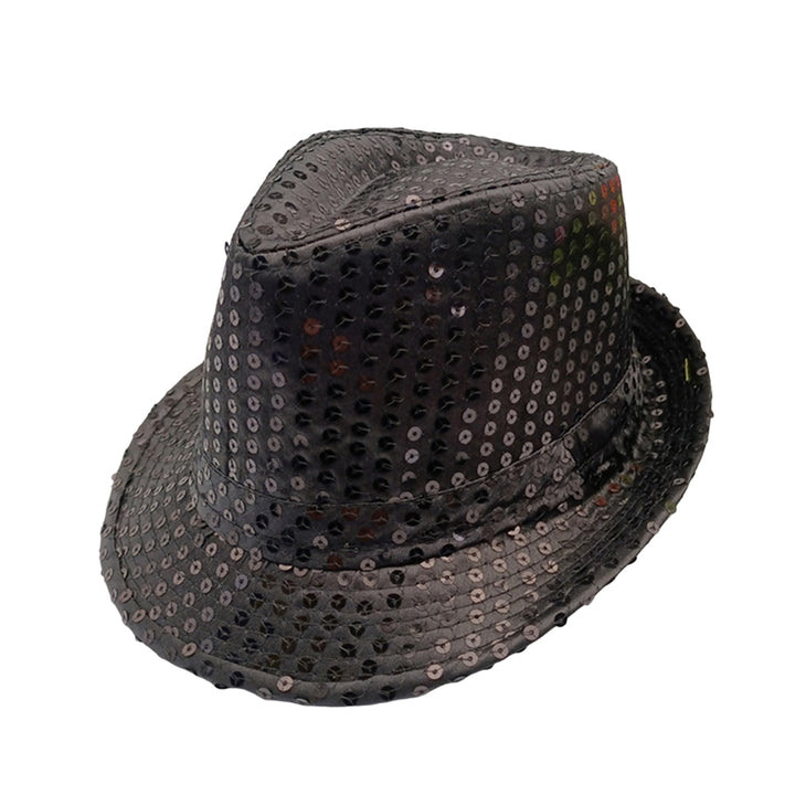 Shining Short Brim Hemming Jazz Hat Adult Kids Sequins Decorated Stage Show Hat Party Supplies Image 10