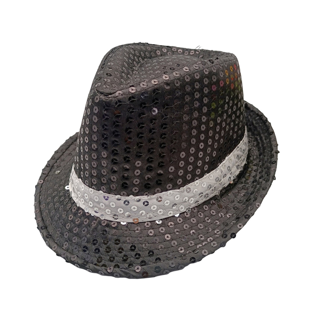 Shining Short Brim Hemming Jazz Hat Adult Kids Sequins Decorated Stage Show Hat Party Supplies Image 11