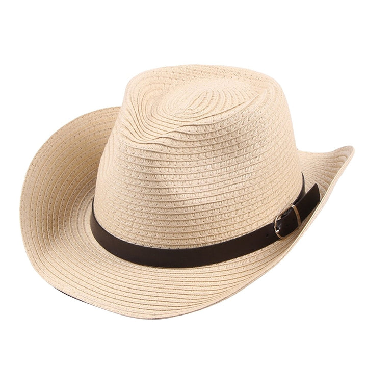 Hemming Wide Brim Belt Decor Adjustable Rope Hollow Straw Hat Summer Parent-child Jazz Hat Fashion Accessories Image 1