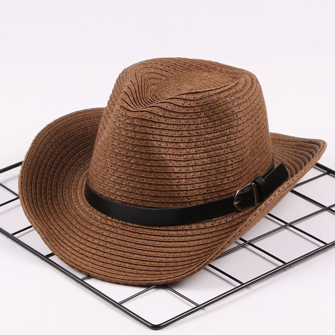 Hemming Wide Brim Belt Decor Adjustable Rope Hollow Straw Hat Summer Parent-child Jazz Hat Fashion Accessories Image 8