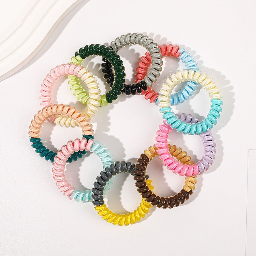 1 Pair Lady Hair Ties Candy Color Frosted Telephoneline Shape Seamless High Elasticity Hair-fixed Decorative Hair Rings Image 1