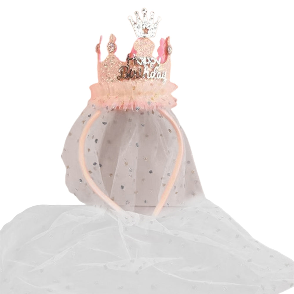 Crown Decoration Net Yarn Veil Shining Sequins Dot Print Hair Hoop Princess Birthday Cake Party Headdress Baby Shower Image 2