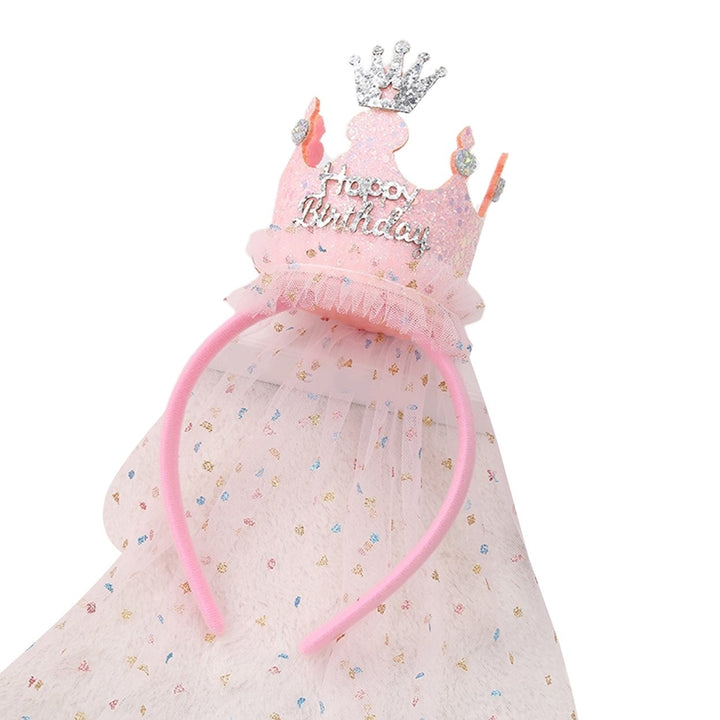 Crown Decoration Net Yarn Veil Shining Sequins Dot Print Hair Hoop Princess Birthday Cake Party Headdress Baby Shower Image 1