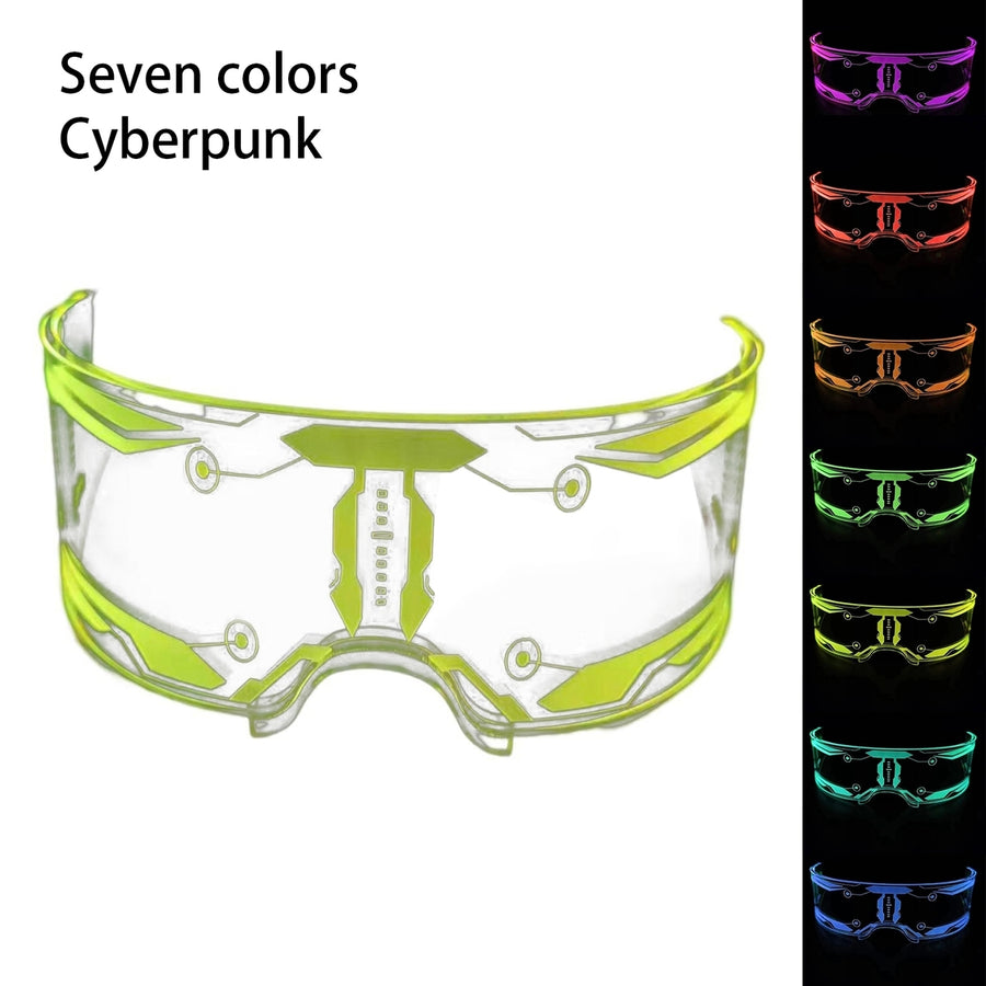 Club LED Glasses Seven Colors Cyberpunk Colorful Unisex Light Up Decorative Transparent Disco Dancing LED Eyeglasses Image 1
