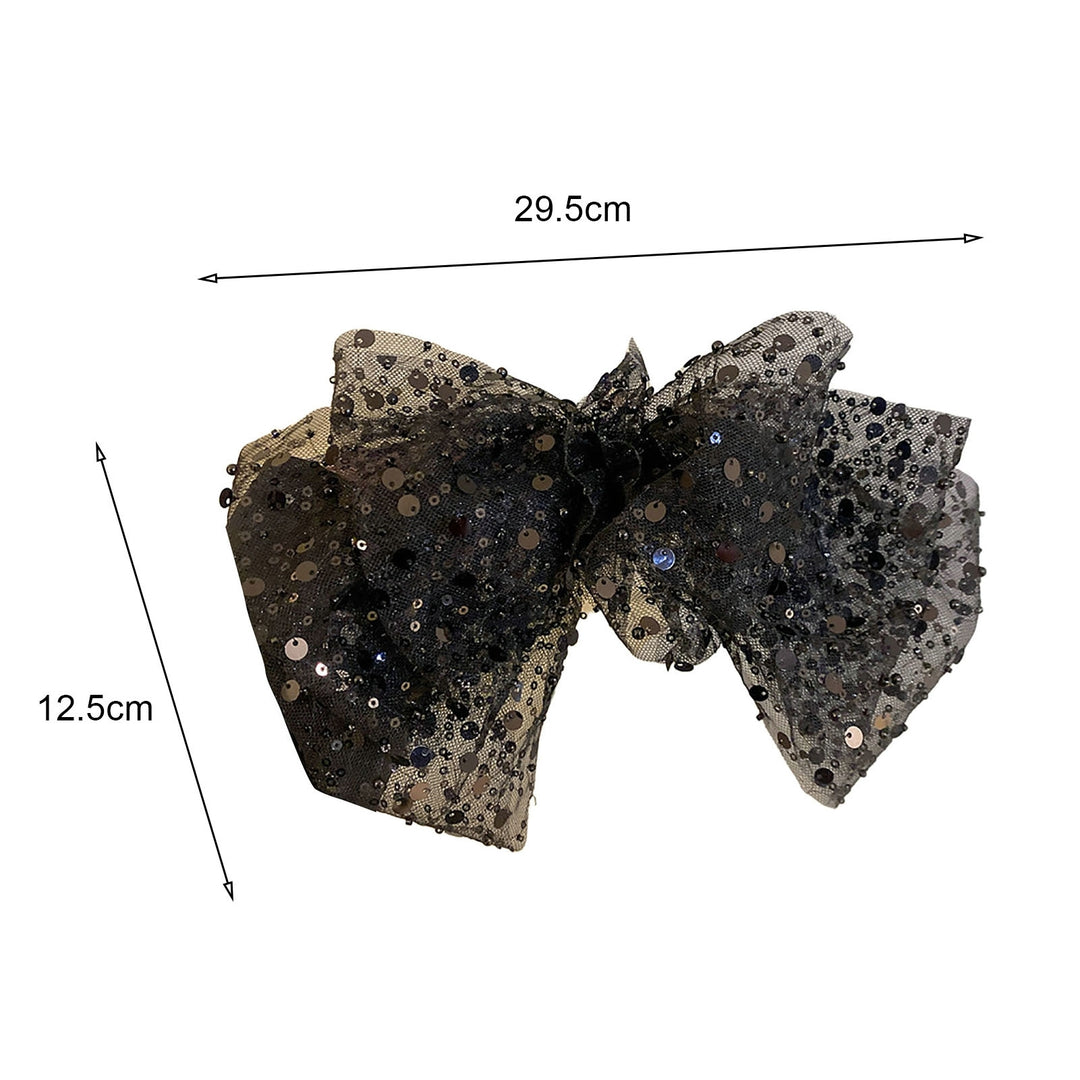 Women Hair Barrette Big Bow-knot Shiny Sequin Luxury See-through Mesh Solid Color Hair Decoration Image 7