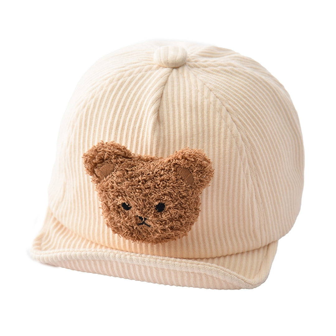 Baby Baseball Hat Cartoon Bear Decor Unisex Solid Color Wide Brim Breathable Sunshade Soft Spring Picnic Sun Hat Image 11