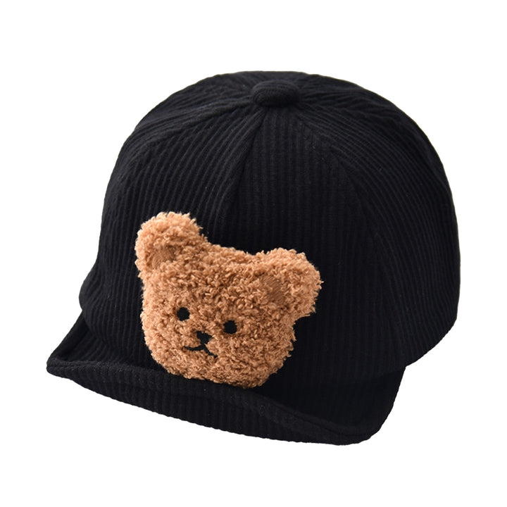 Baby Baseball Hat Cartoon Bear Decor Unisex Solid Color Wide Brim Breathable Sunshade Soft Spring Picnic Sun Hat Image 1