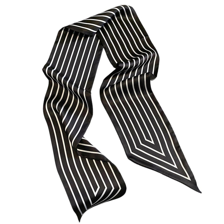 Women Neck Scarf Striped Contrast Color Satin Triangle Edge Wide Band Neck Decoration OL Style Commute Lady Hair Band Image 1