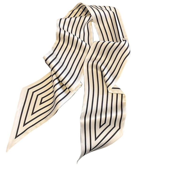 Women Neck Scarf Striped Contrast Color Satin Triangle Edge Wide Band Neck Decoration OL Style Commute Lady Hair Band Image 3
