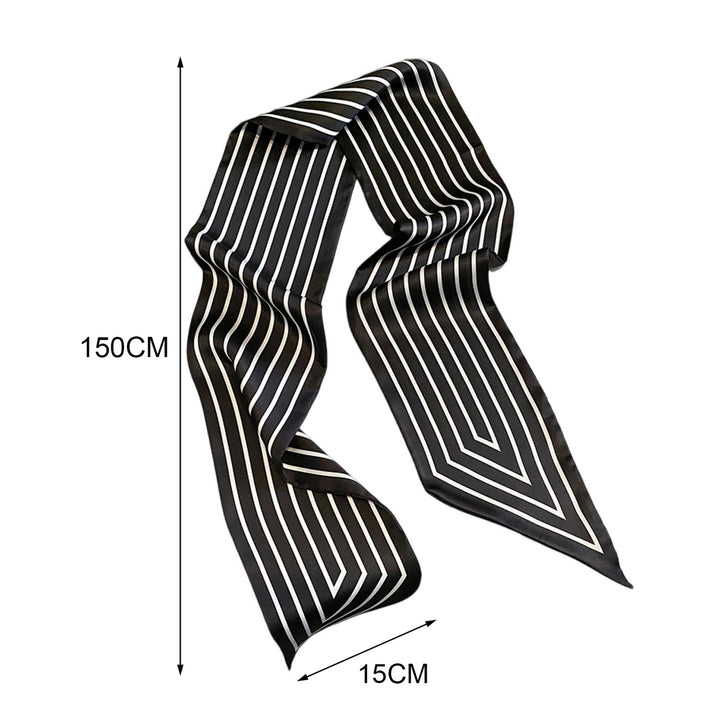 Women Neck Scarf Striped Contrast Color Satin Triangle Edge Wide Band Neck Decoration OL Style Commute Lady Hair Band Image 7