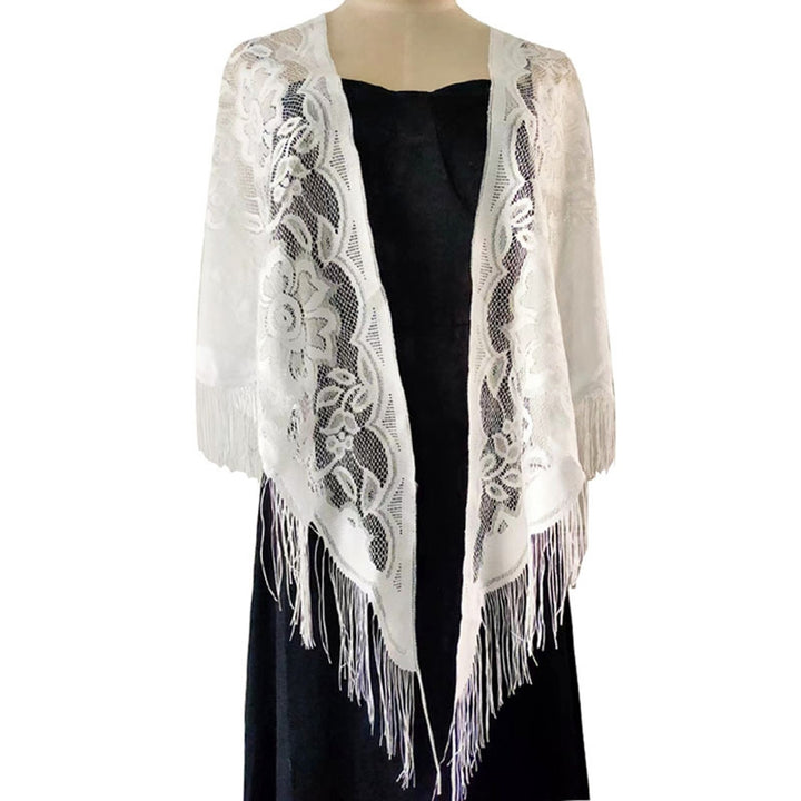Tassel See-through Thin Solid Color Beach Shawl Oversized Crochet Flower Printing Beach Cover-up Image 3