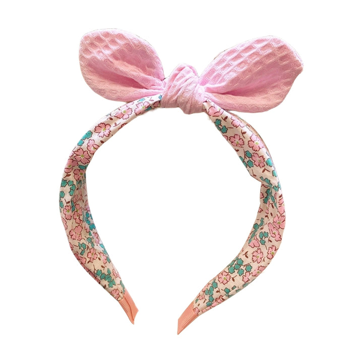 Women Headband Flower Print Bow-knot Decor Wide Band Elastic Rich Colors Hair Decoration Image 4
