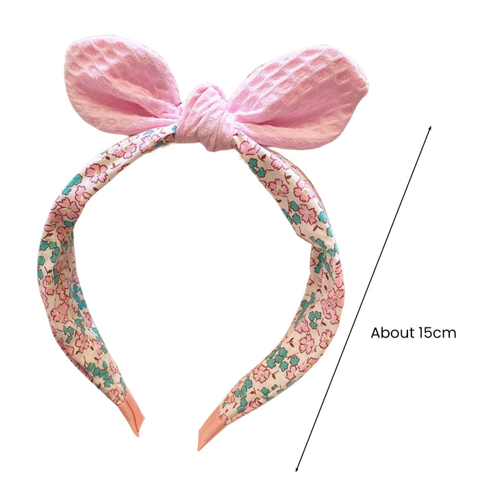 Women Headband Flower Print Bow-knot Decor Wide Band Elastic Rich Colors Hair Decoration Image 8