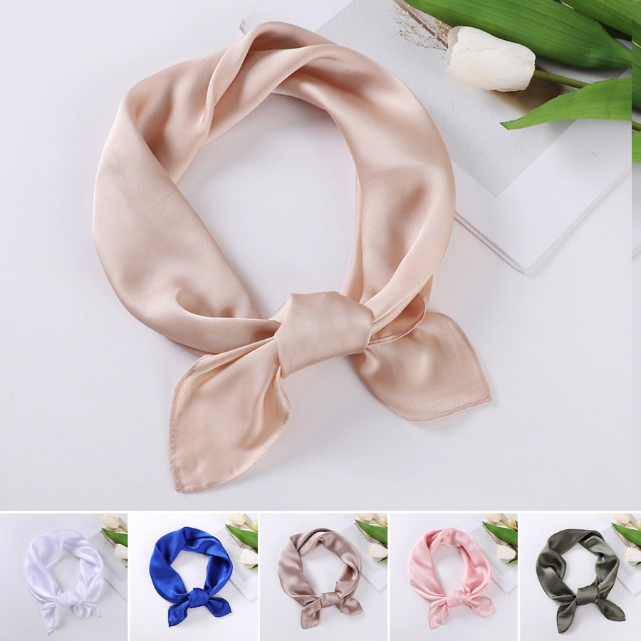 Women Summer Scarf Solid Color Smooth Silky Sunscreen Neck Decoration Anti-UV Casual Neck Protection Head Wrap Clothes Image 1