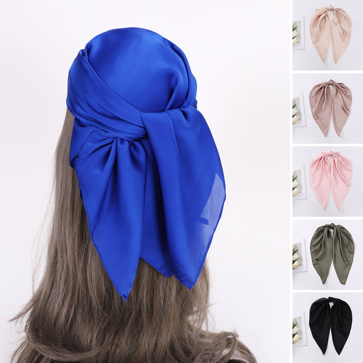 Women Summer Scarf Solid Color Smooth Silky Sunscreen Neck Decoration Anti-UV Casual Neck Protection Head Wrap Clothes Image 10